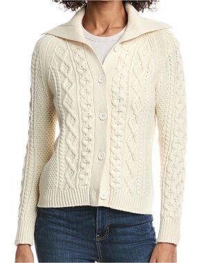 NWT FORTE WOMEN’s CASHMERE-WOOL SOFT CARDIGAN KNIT SWEATER MEDIUM